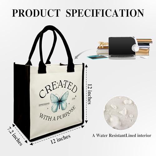 Christian Shoulder Beach Bag - Bible Verse Butterfly Canvas Tote Bag Gifts2