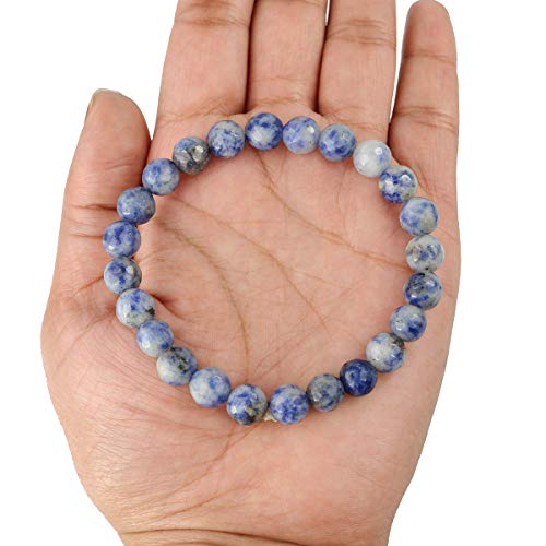 Image of Reiki Crystal Products Certified Natural Crystal Stone 8 mm Diamond Cut /Faceted Beads Bracelet for Men & Women | Reiki Charged Gemstone Bracelet | Multiple Crystal Variants Available