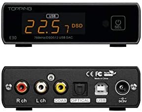 TOPPING E30 DAC Hi-Res AK4493 32Bit/768kHz DSD512 HIFI XMOS XU208 Decoder (Black)