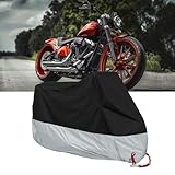 1 Pcs All Season Motorcycle Dust Cover Waterproof,210d Durable Motorcycle Cover with Lock-Holes & Storage Bag,Fits for Most Motorcycles (Silver/Black)