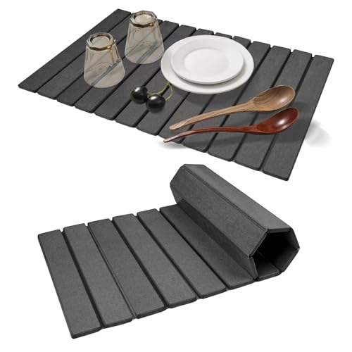 Extral Large Quick Dry Stone Drying Mat for Kitchen Counter,28x16 Inch Collapsible Eco-Friendly Absorbent Diatomaceous Earth Mat for Dishes Cups,Dish Drying Mats for Any Countertop ?