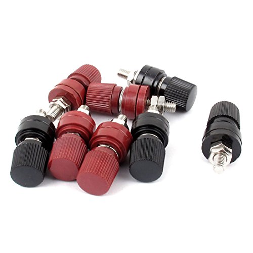 Aexit Plastic Shell Audio & Video Accessories 6MM Male Thread Diameter Binding Post Red Connectors & Adapters Black 8Pcs