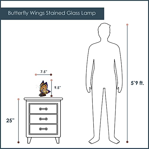 River Of Goods - Butterfly Wings - 9.5" H - Stained Glass Lamp - Unique Lamps - Tiffany Lamp Style #TOP3
