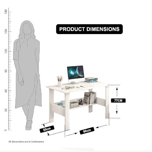 Amazon Solimo Study Table, White, 90x50x77 cm - Image 3