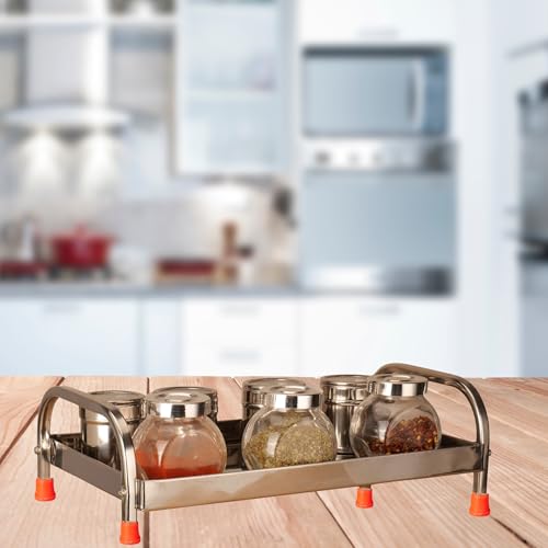Image of STAINLESS STEEL 1-Tier Countertop Multipurpose Organizer|Tiered Shelf Storage Rack, Counter Top Organiser Storage Shelf For Home Kitchen And Bathroom