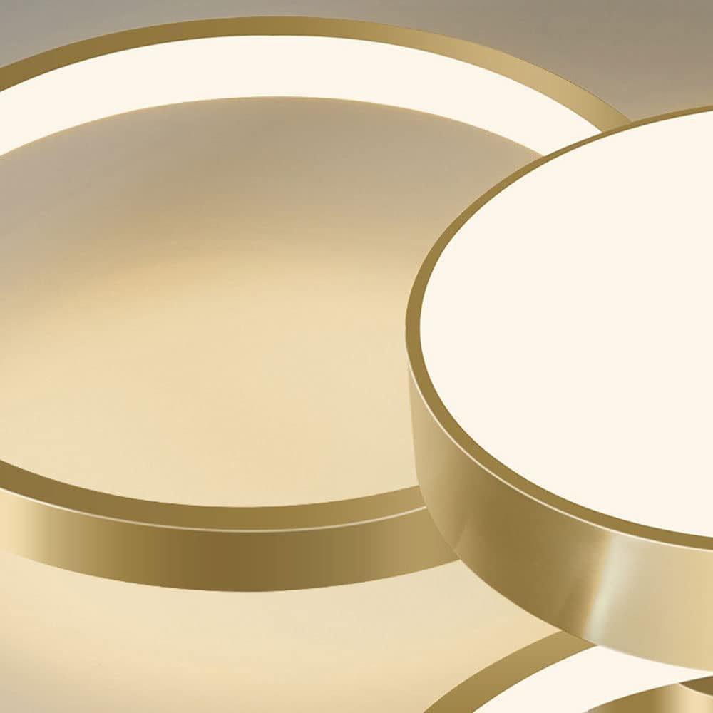 Creative Gold Finish Semi-Flush Mount Ceiling Light, LED Three-Color Light Ceiling Lamp, Home Bedroom Closet Decor Close to Ceiling Light Fixtures
