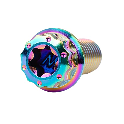 Image of Titanium Flange 12 Point Head M8 x15 20 25 30 35 40 45 50 55 60 65mm Screw Bolt Pack of 4 (M8x15mm, Rainbow)