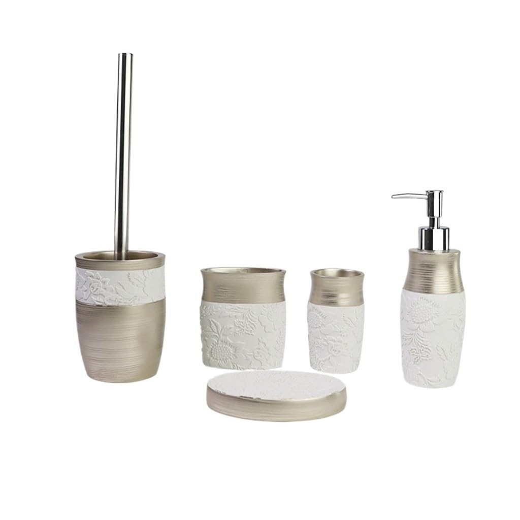 Lot de 5 articles de toilette en résine sculptés