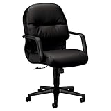 HON Pillow-Soft Mid-Back Chair with Center-Tilt and Fixed Arms, Black