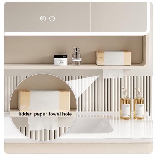 Armoire de toilette LED 60x88 cm avec miroir et étagères