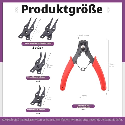 Swpeet 262 Stück 4-in-1 Sprengringzange mit 6 Größen 4 mm bis 30 mm Legierung Stahl Außen-Halterungsringe Interner Sicherungsring Schnapphalter Clip Ring Sortiment Kit