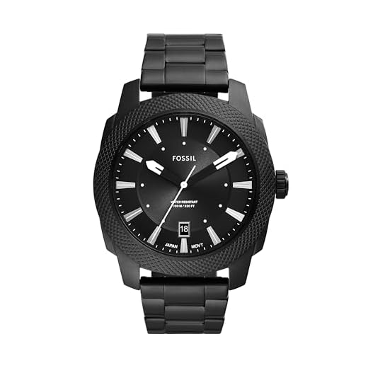 Fossil Relógio masculino Machine com pulseira de aço inoxidável ou couro, cronógrafo ou mostrador analógico, 49 mm, preto, One Size, Máquina