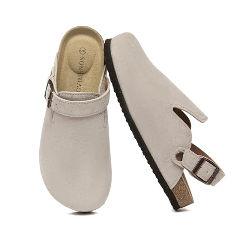 Gvimenos Women's Suede Clogs Adjustable Buckle Leather...