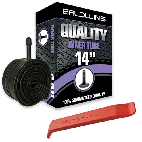 Baldwins Bike Inner Tube 14 x 1.75 to 2.25 Schrader Valve & BALDY'S TYRE LEVER