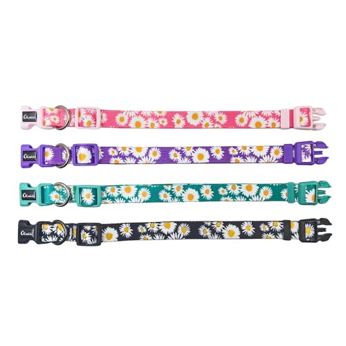 Collar para perro mediano con patrón floral Daisy rosa miniatura 6
