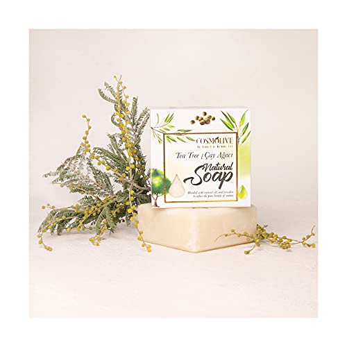 cosmolive Teebaumseife Ideale Körperseife 125 g - für alle Hauttypen - mit natürlichen Ölen - Peeling Duschseife - Naturseife & Tierversuchsfrei - Handmade - ohne Parabene Cover