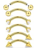 Ovxznts Piercing para cejas, acero quirúrgico, circonita cúbica, rosca interna, vertical, labret labret labio, barra curvada, pequeños anillos para cejas, aretes pequeños para ombligo, para mujeres y