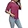 Oneezit Camicette Estive Donna con Maniche 3/4 T-Shirt Casual Moda Scollo Rotondo Manica Corta Blusa Rosso Red L
