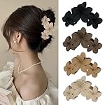 ANBALA 4PCS Hawaiian Plumeria Flower Hair Clips - Large Non-Slip Matte Claw Clips for Women, Strong Hold Beach Hair Accessories