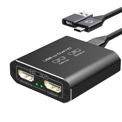 Répartiteur USB vers double HDTV 1080p 60Hz pour le télétravail et double écran de bureau