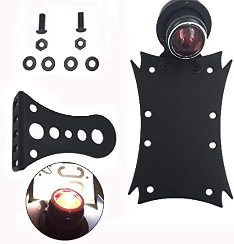 XKMT-Black Horizontal Side Mount 7 3/10" x 4 4/5" License Plate Bracket with Taillight Compatible With Harley Bobber Chopper Custom Suzuki Kawasaki Yamaha See description Compatible With detail