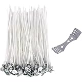 Candle Wicks, Metal Candle Wick Centering Device, Candle Wick Holder, 100 Pieces 8" Candle Wick for