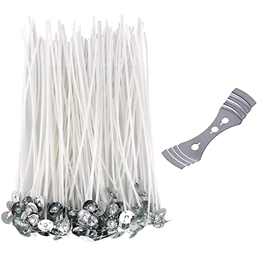 Candle Wicks, Metal Candle Wick Centering Device, Candle Wick Holder, 100 Pieces 8" Candle Wick For Candle Making, Candle Making Wicks, Natural Cotton Wax Core Pre-Waxed For Candle Diy 200Mm #TOP6