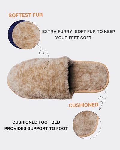 Image of Premium Fur Home Slippers For Women & Men For Winter Capet Slippers for Bedroom Indoor Carpet house slides