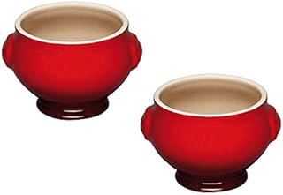 Le Creuset Stoneware Set of 2 Soup Bowls, 0.6 L, Cerise, 91017511060000