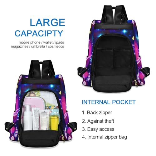 Mochila para mujer ligera Space Planets cómoda para el día a día con pompón 5