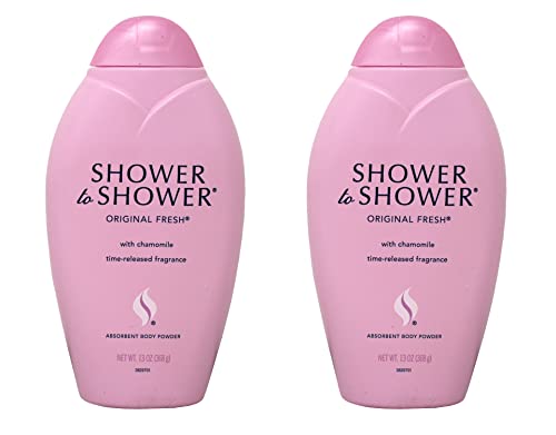 Shower to Shower Absorbent Body Powder, Original Fresh with Chamomile, 13-Ounce Bottles (Pack of 2)