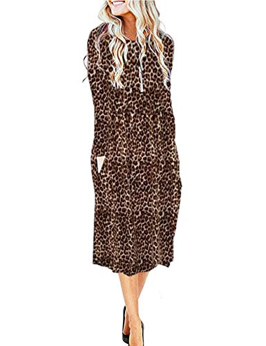 MISFAY Vestidos Casuales de Verano para Mujer Vestido de Playa Correa de Espagueti Swing Mini Vestido con Bolsillos Leopard L Cover