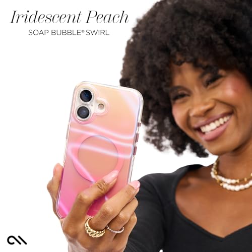 Image of Case-Mate Soap Bubble iPhone 17 Case - Peach Iridescent | Compatible with MagSafe - Stylish Phone Cover with 12ft Drop Protection - Premium Magnetic Phone Cover for iPhone 17
