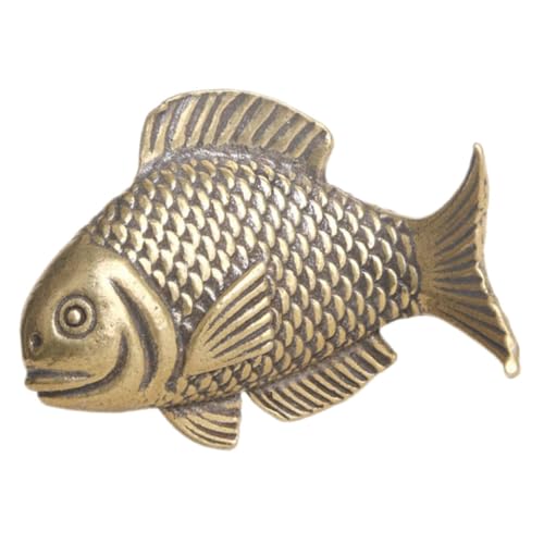 GETAJGHSD 純製 鯉筆置き 魚型ヴィンテージ置物 ブラスクラフトフィギュリン コンパクト デスクトップ装飾 インテリア用