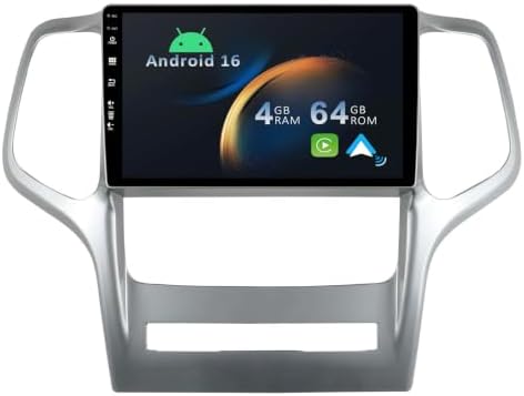 [2+64G] Android 16 Car Stereo Fit for Jeep Grand Cherokee WK2 2008-2013-[Built-in CarPlay/Android auto/GPS]-IPS 9” Touchscreen-MirrorLink/Bluetooth 5.0/Steering Wheel Control/WiFi/USB/Camera