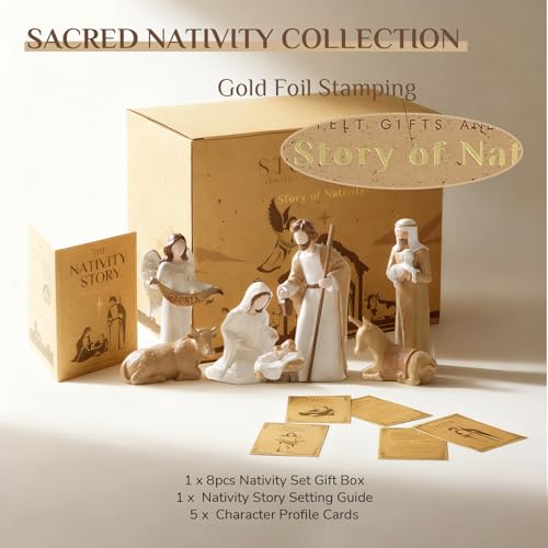 image for Storieme Christmas Nativity Set Indoor: 8-Piece 7.56 Inches Religious 