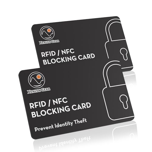 XENLYN GEAR RFID Blocking Card with Advanced Signal Blocking Technology - Contactless Card Protector with Build-In Chip for NFC Blocking- Slim Design Fits Simply into Your Wallets & Purses - 2 PACK