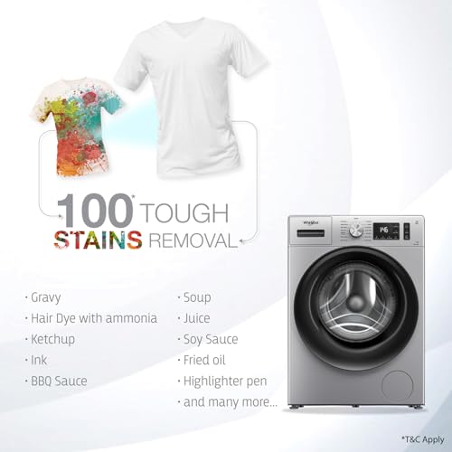 Image of Whirlpool 7 Kg 5 Star Inverter Front Load Washing Machine with In-Built Heater (SUPREME CARE SILVER 7012 -E, 100+ Tough Stains, Steam Technology, 2025 Model)