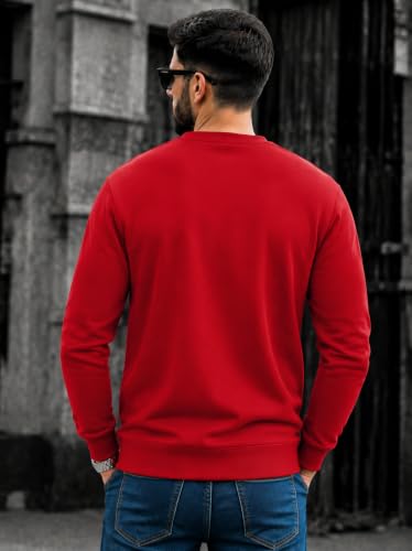 Image of Mack Jonney Men's Printed Fleece Sweatshirt|Full Sleeve Round Neck Winter Sweatshirt for Casual Wear|Travel|Gym & Everyday Style-mj-62
