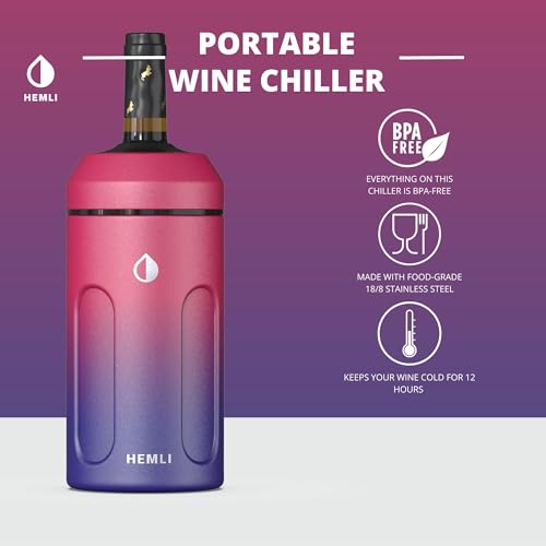 HEMLI Wine Chiller, Wine Bottle Chiller, Wine Bottle Cooler, Wine Chiller Sleeve, Wine Cooler Holder, Champagne Chiller, Wine Gift Ideas - Thumbnail 2