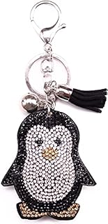 AuPra Penguin Tassel Women KeyRing Gift Lady Girl Bling Crystal Bird Bag Clip KeyChain Mum Surprise Rhinestone Addition Keys Present