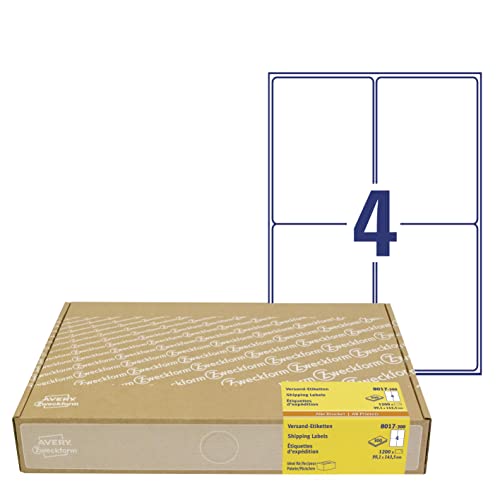 AVERY Zweckform 1.200 Versandetiketten Art. 8017 (99,1x143,5mm (A6) Adressetiketten selbstklebend für DHL und Hermes, Versandaufkleber, 3483, 300 Blatt, für alle Drucker)