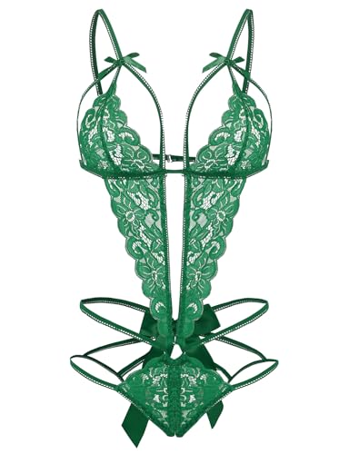 Image of Donnalla Women's Deep V Lace Teddy One Piece Lingerie Cutout Strappy Lingerie