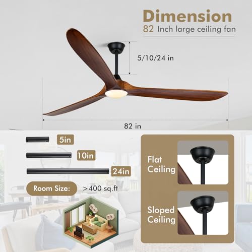 Image of 82 inch Large Ceiling Fan with Light, Outdoor Ceiling Fan for Patio