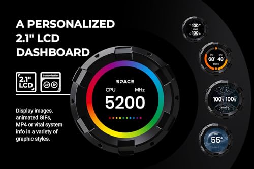 ID-COOLING SL240 CPU Liquid Cooler with Display, Customizable 2.1" LCD Display for Images or Performance Metrics, 240mm AIO Cooler, Dual AF127 ARGB Fans, Fits Intel/AMD 1