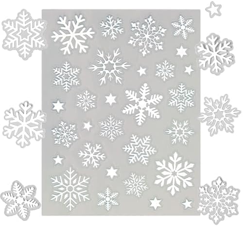 BETESSIN 5 Hojas Pegatinas Copo de Nieve de Navidad, Pegatina Adh...
