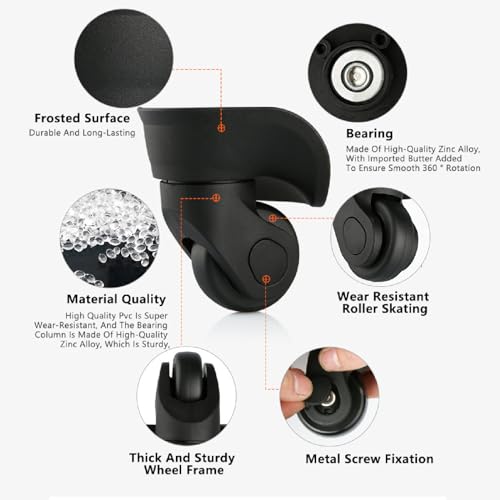 APLUSH Luggage Replacement Wheels, Travel Luggage Bag Parts Wheel Replacement Parts, Replacement Luggage Wheel Repair Suitcase Bag Parts Spinner Wheels Casters for Travel Customs Box 1 Pair W0444