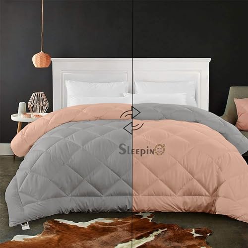 Image of 600 GSM Heavy Winter Single Bed Comforter | Microfiber, Breathable, Reversible,Soft, Lightweight & Machine Washable Comforter for Single Bed 60x90 Inch - PeachSilver