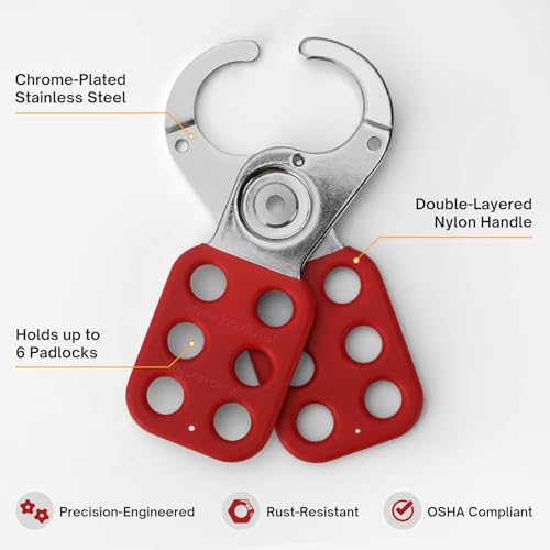 Boviisky Lock Out Tag Out Hasp, 6 Pack Lockout Hasps, 1 inch Jaw Diameter Stainless Steel Padlock Hasp, Tamper-Proof and Impact-Resistant Loto Hasps - Image 2