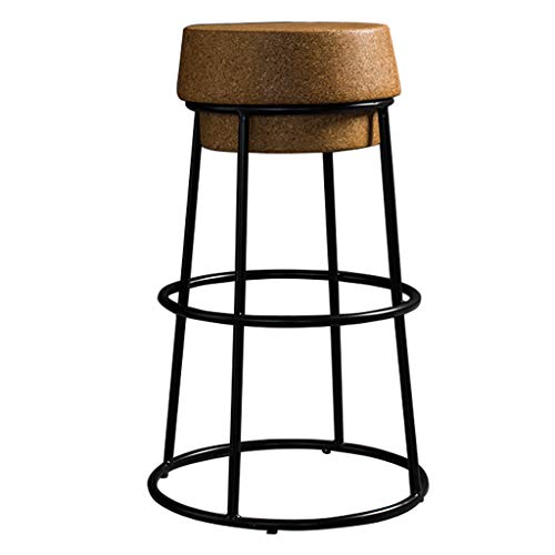 Champagner Hocker aus Kork Barhocke mit Fußstütze Black Metall Eisen Basis Barstuhl Hocker Tresenhocker Bistrohocker,Sitzhöhe: 45 cm, 65 cm, 75 cm